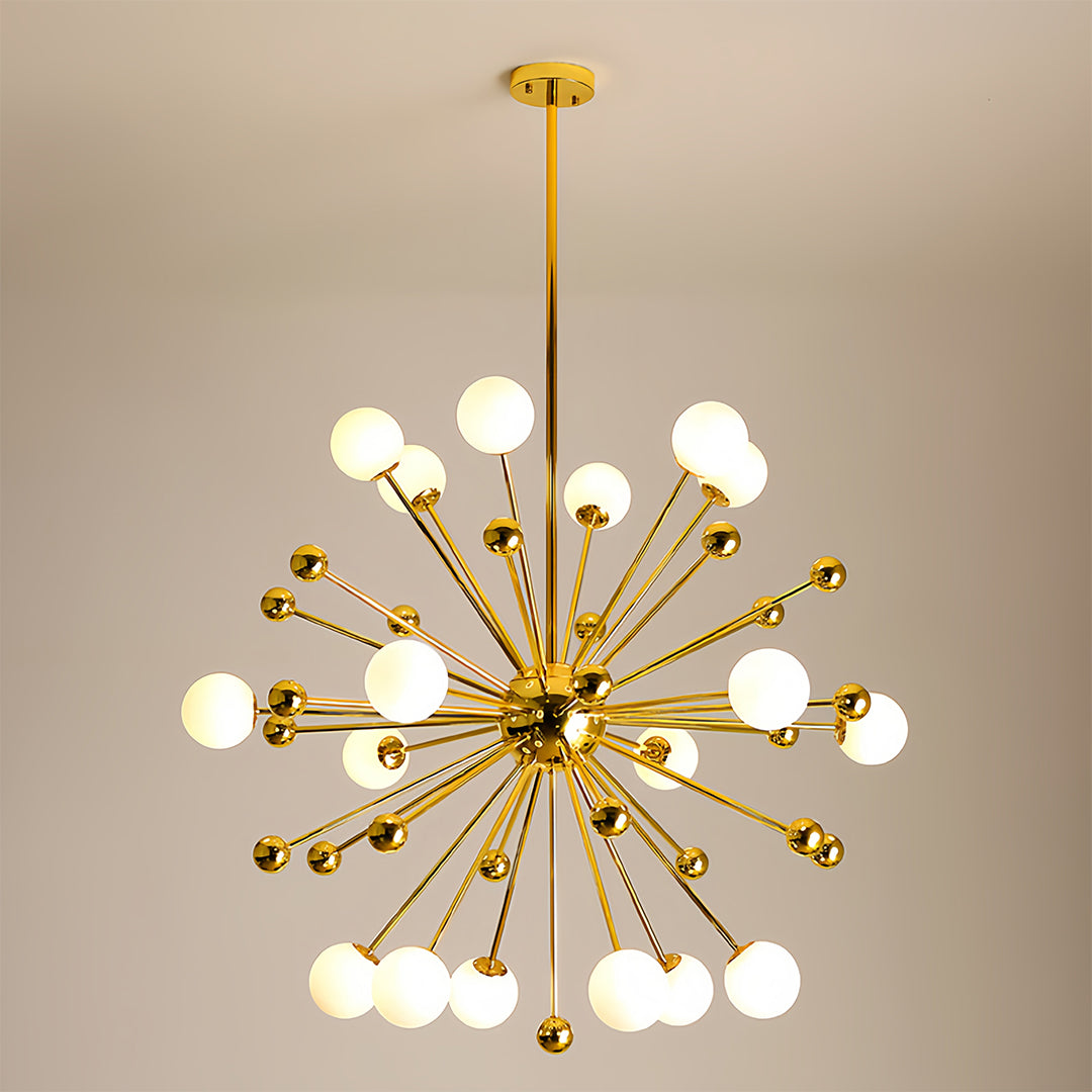 Dandelion Sputnik Chandelier — Gold-Plated Iron, 12-Light, G9 LED, Adjustable Height