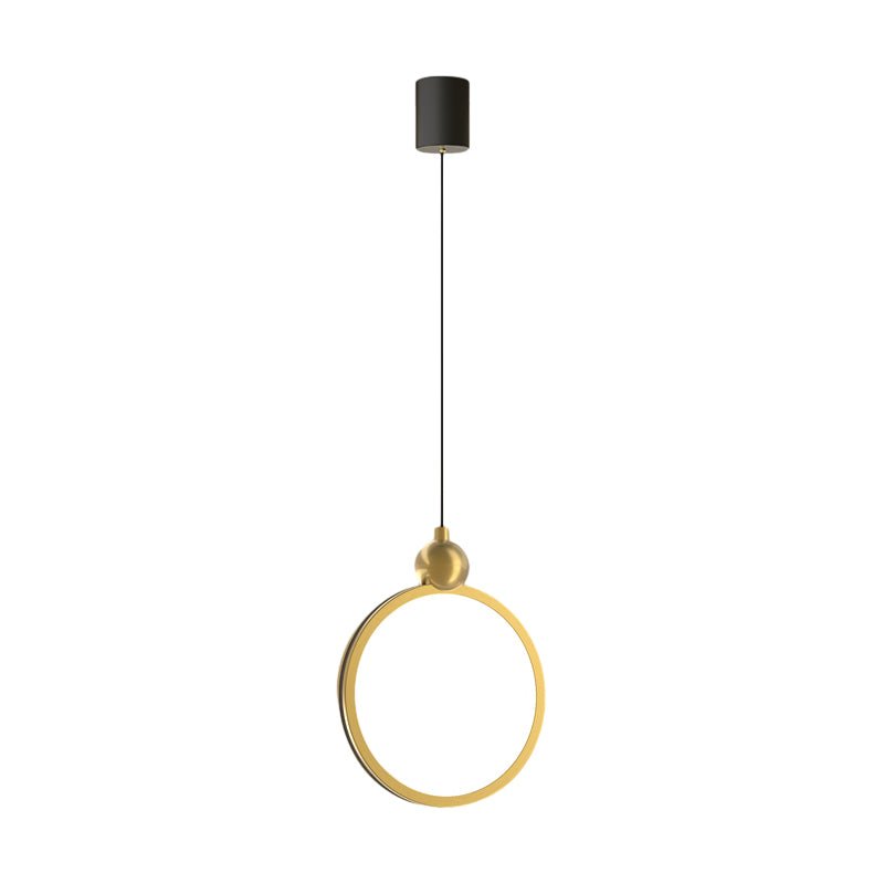 Minimalist Ring Mini Pendant — Aluminum, Acrylic and Leather, LED, 3-Step Dimming, Black and Gold