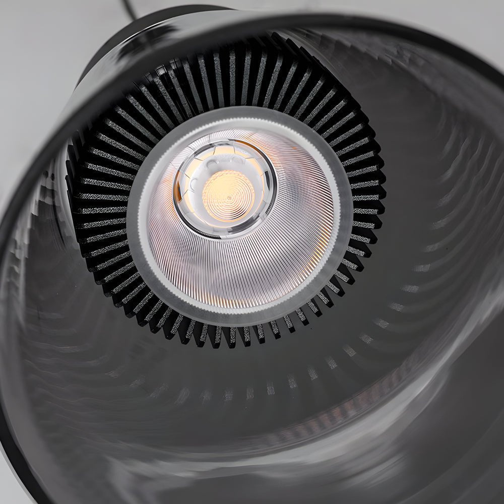 Minimalist Smoke Gray Glass Pendant — Aluminum, COB 10W, 3000K / 4000K, 4.9" Diameter