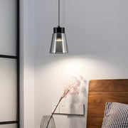 Minimalist Smoke Gray Glass Pendant — Aluminum, COB 10W, 3000K / 4000K, 4.9" Diameter