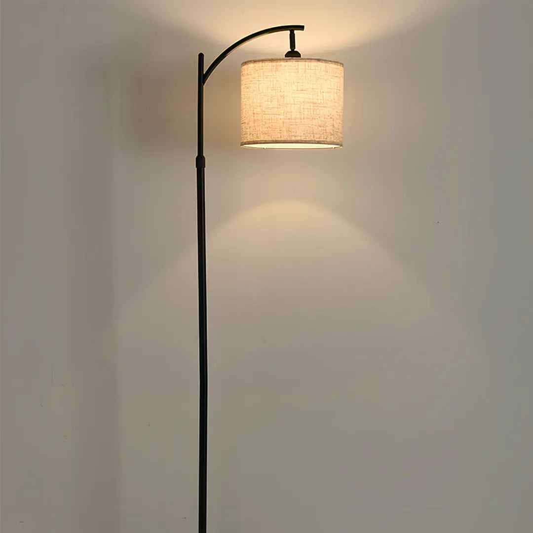 Minimalist Arc Floor Lamp with Fabric Shade - Metal Arched Lamp for Living Room Luxe