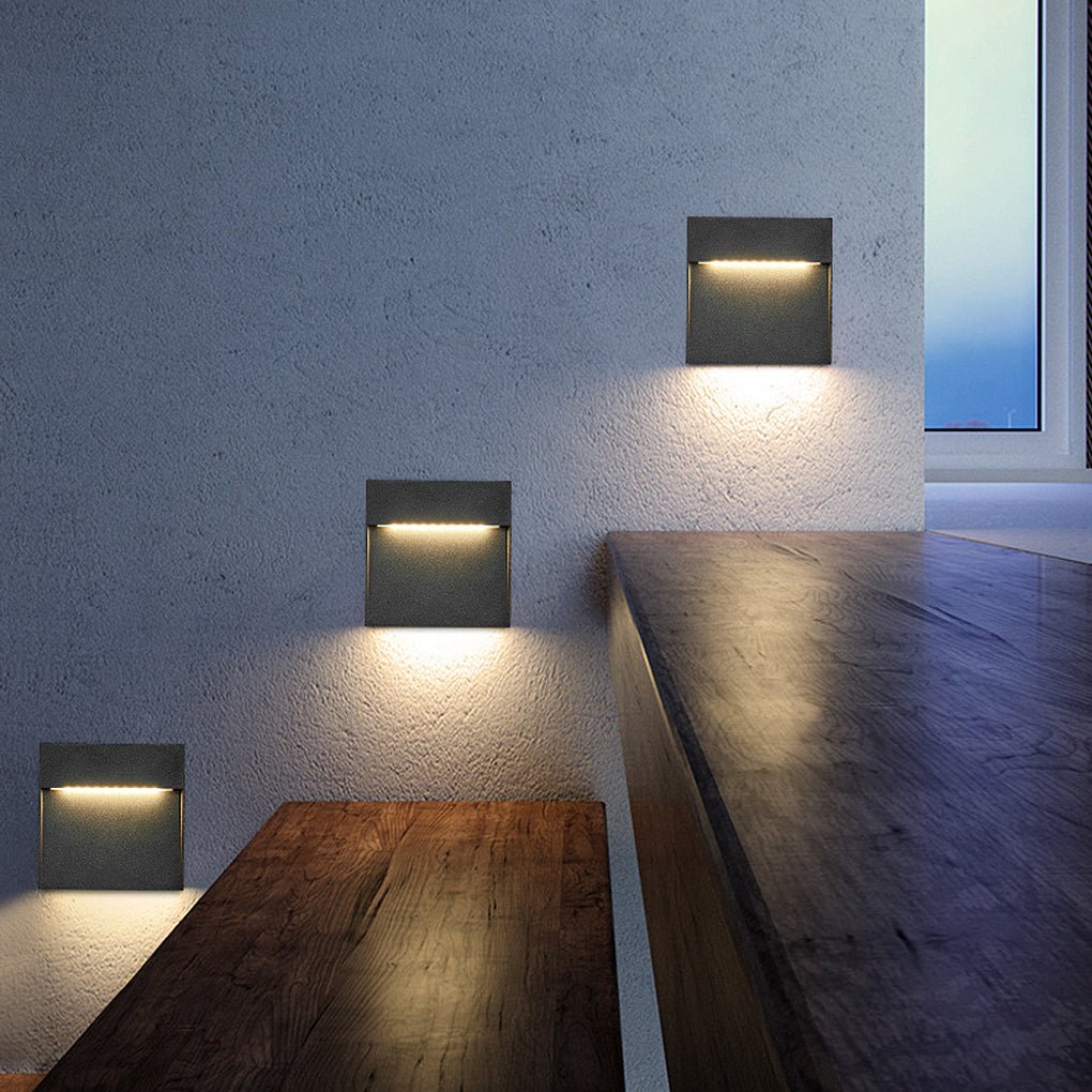 minimalist square waterproof outdoor stair lights step lights and wall sconces for stairways
