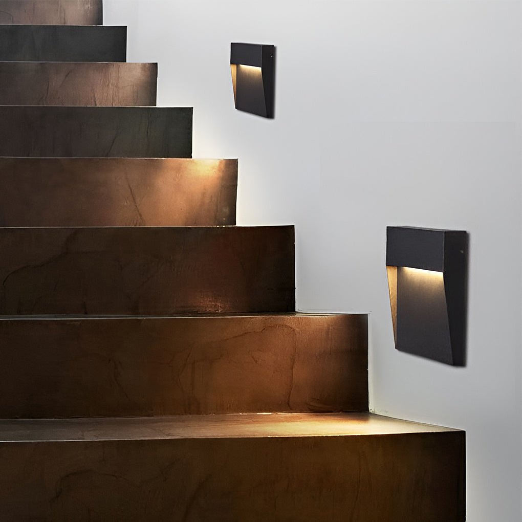minimalist square waterproof outdoor stair lights step lights and wall sconces for stairways