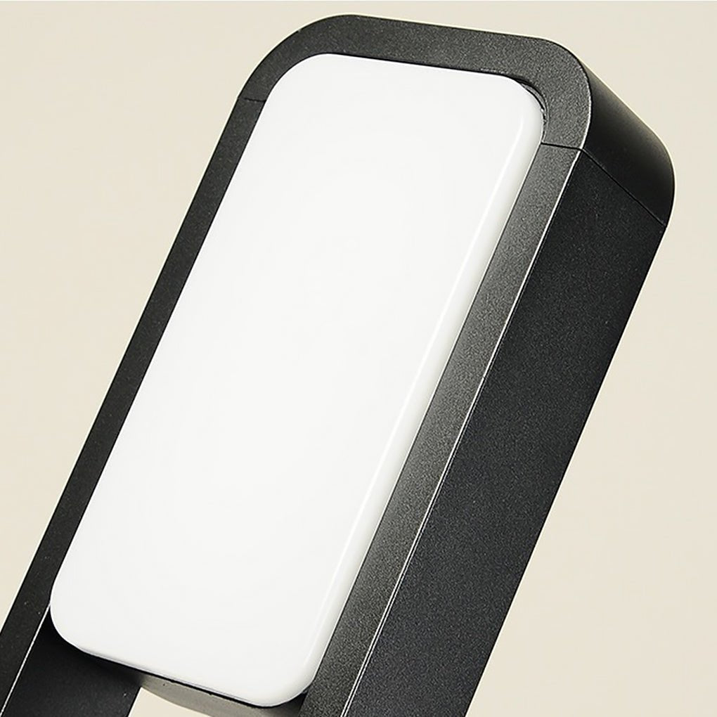Square Panel Bollard Path Light — Die-Cast Aluminum Matte Black, Dual Front & Back COB LED, 20W, IP55, 24"