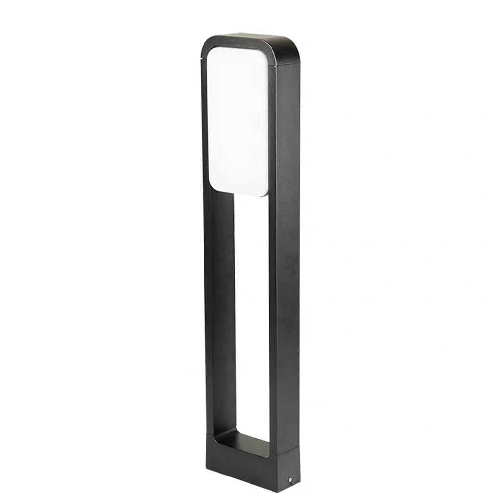 Square Panel Bollard Path Light — Die-Cast Aluminum Matte Black, Dual Front & Back COB LED, 20W, IP55, 24"
