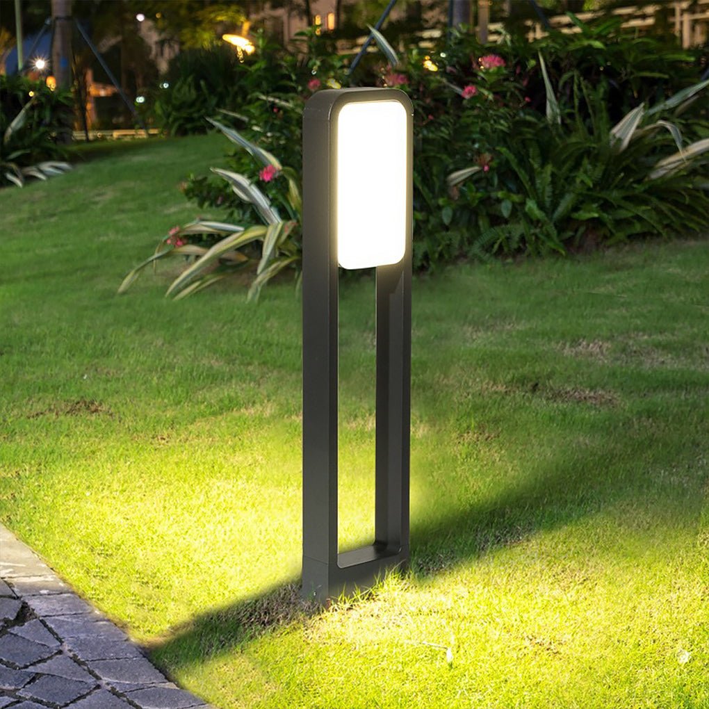 Square Panel Bollard Path Light — Die-Cast Aluminum Matte Black, Dual Front & Back COB LED, 20W, IP55, 24"