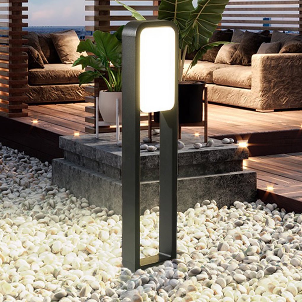 Square Panel Bollard Path Light — Die-Cast Aluminum Matte Black, Dual Front & Back COB LED, 20W, IP55, 24"