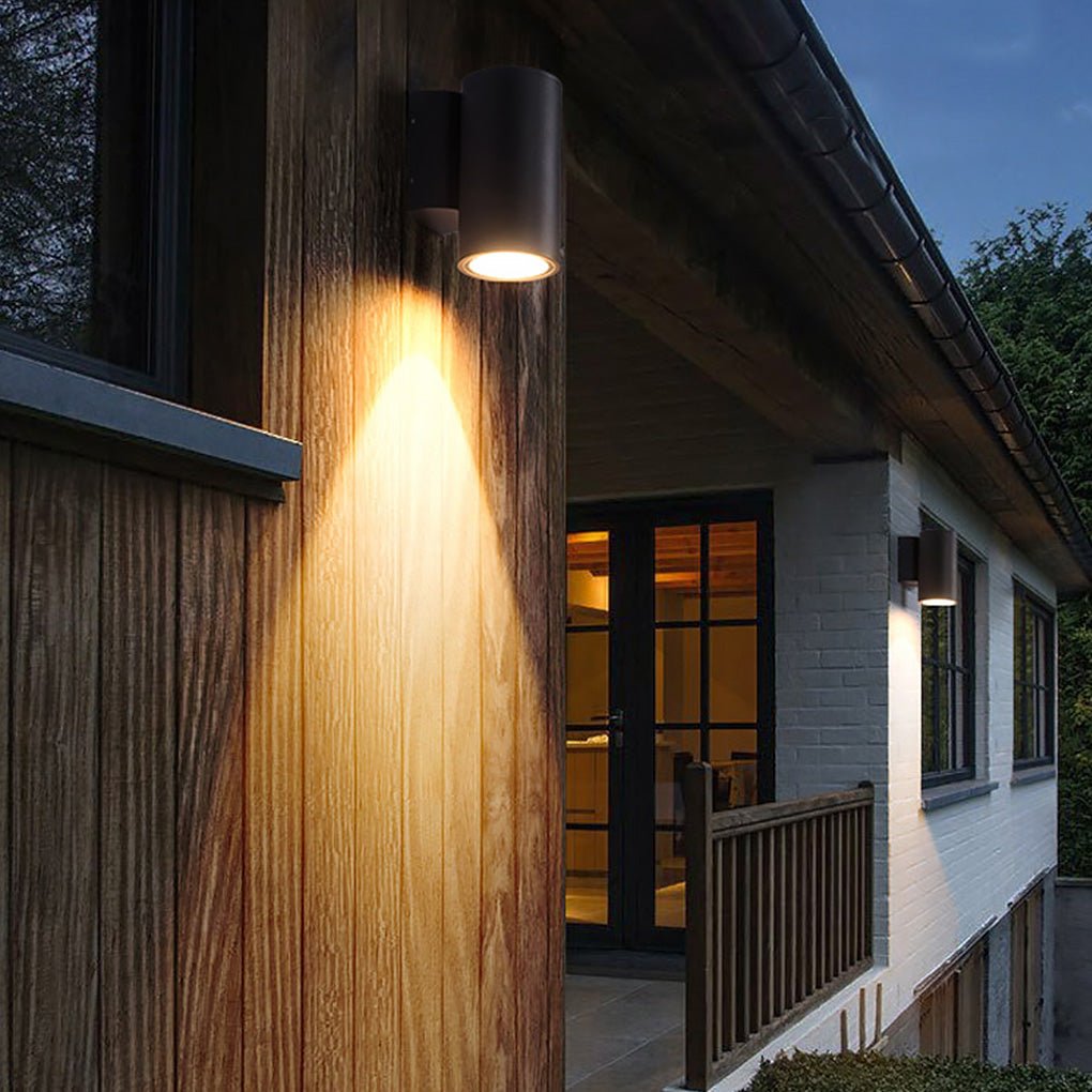 Round Up/Down Outdoor Wall Sconce — Aluminum & Glass, LED 3000K, IP65 Weatherproof, 1-Light or 2-Light