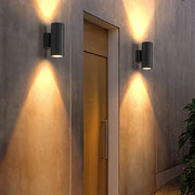 Round Up/Down Outdoor Wall Sconce — Aluminum & Glass, LED 3000K, IP65 Weatherproof, 1-Light or 2-Light