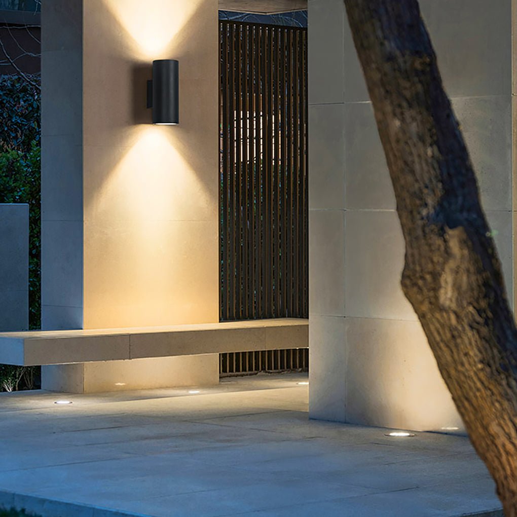 Round Up/Down Outdoor Wall Sconce — Aluminum & Glass, LED 3000K, IP65 Weatherproof, 1-Light or 2-Light