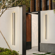 Modern Linear Outdoor Wall Sconce — Black Iron, Acrylic, LED, 3-Step Dimming, IP65, 16W–48W, 5 Sizes