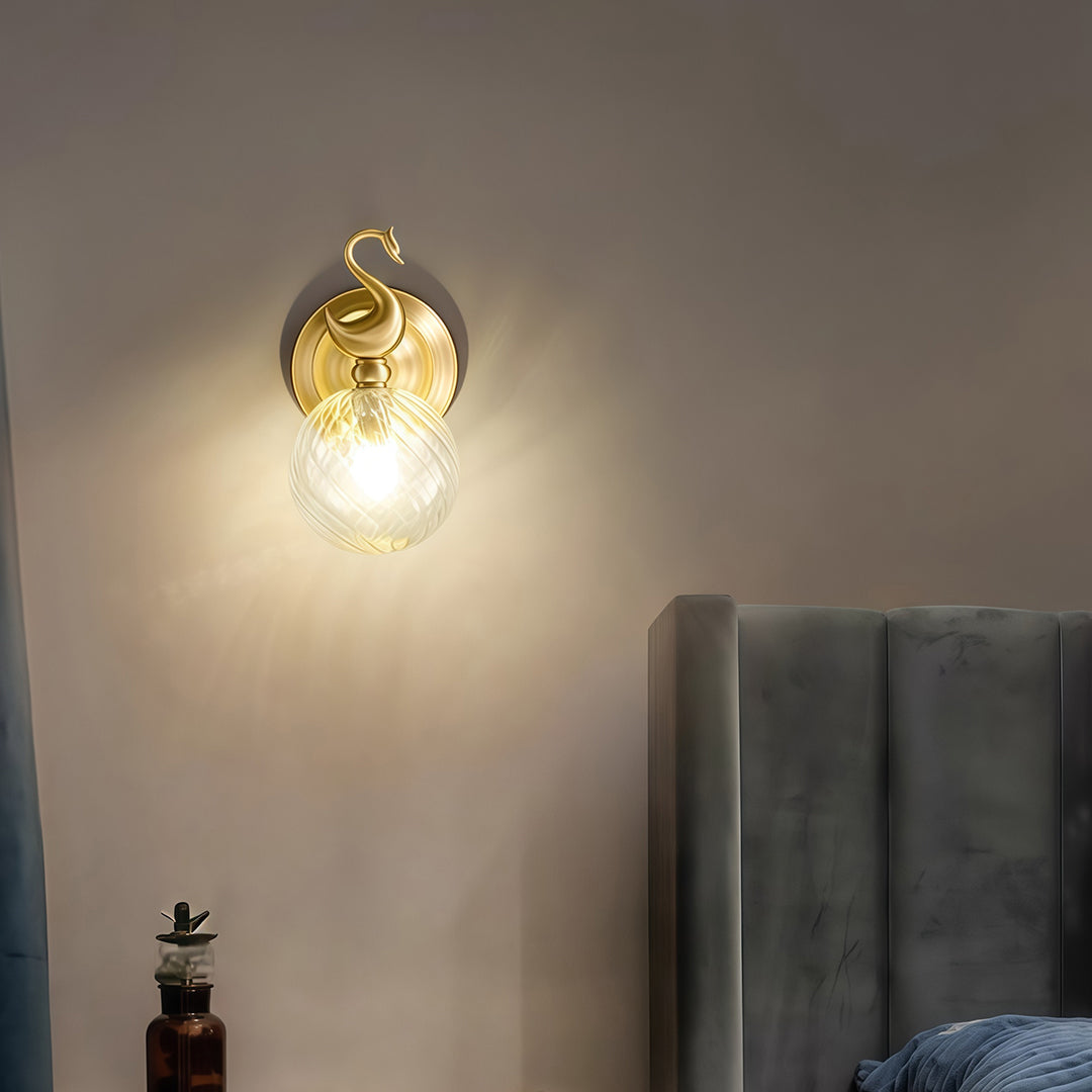 Modern Minimalist Wall Sconce — Brass, Transparent Glass Shade, G9 Hardwired