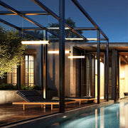 Minimalist Outdoor Hanging Chandelier — Aluminum & PC, LED 36W 4000K, IP54, Gray