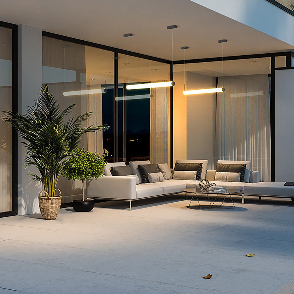Minimalist Outdoor Hanging Chandelier — Aluminum & PC, LED 36W 4000K, IP54, Gray
