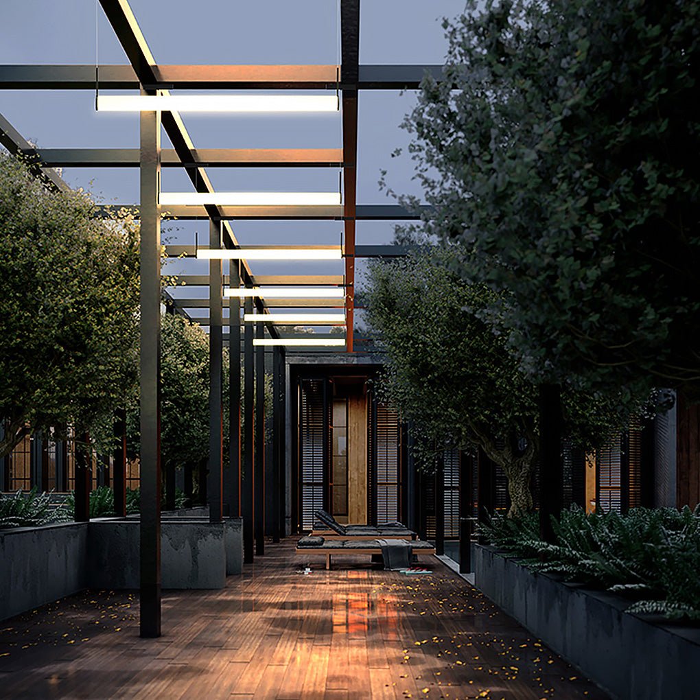 Minimalist Outdoor Hanging Chandelier — Aluminum & PC, LED 36W 4000K, IP54, Gray