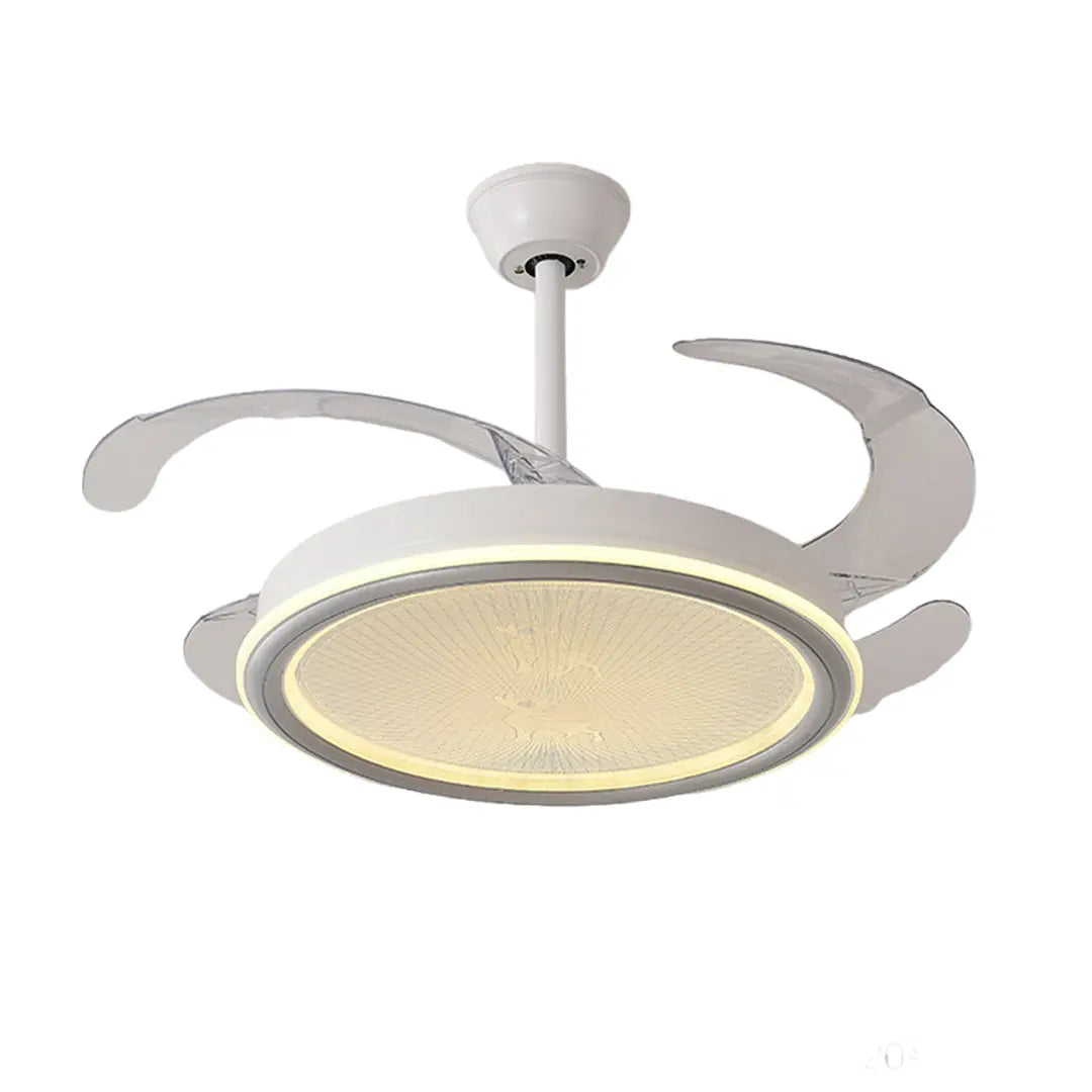 Nordic White Ceiling Fan with Light and Transparent Blades Luxe