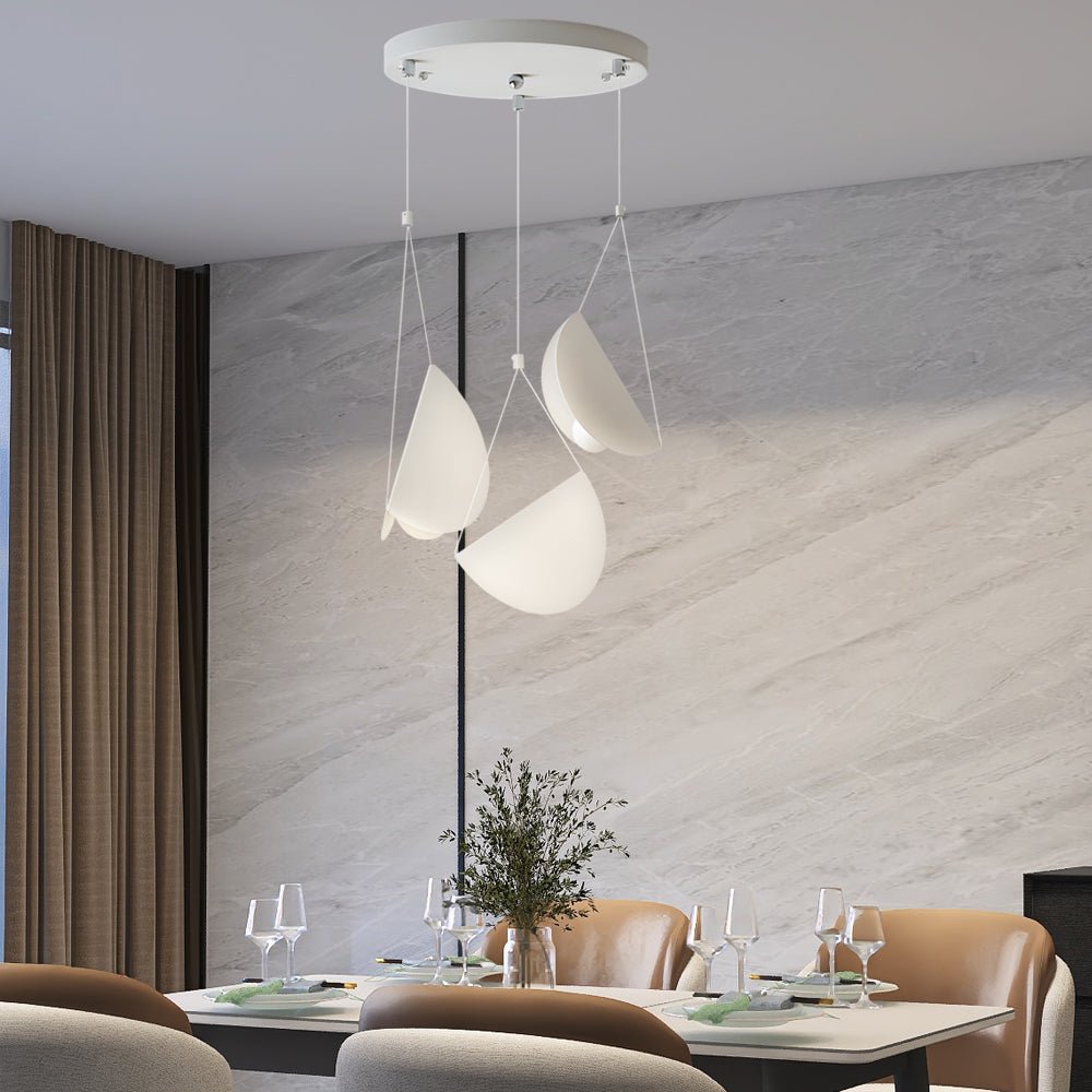 minimalist white glider pendant light available in 1 3 or 6 lights