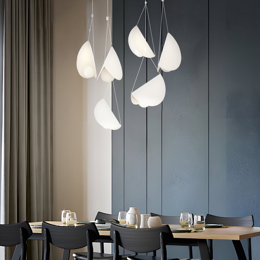 minimalist white glider pendant light available in 1 3 or 6 lights