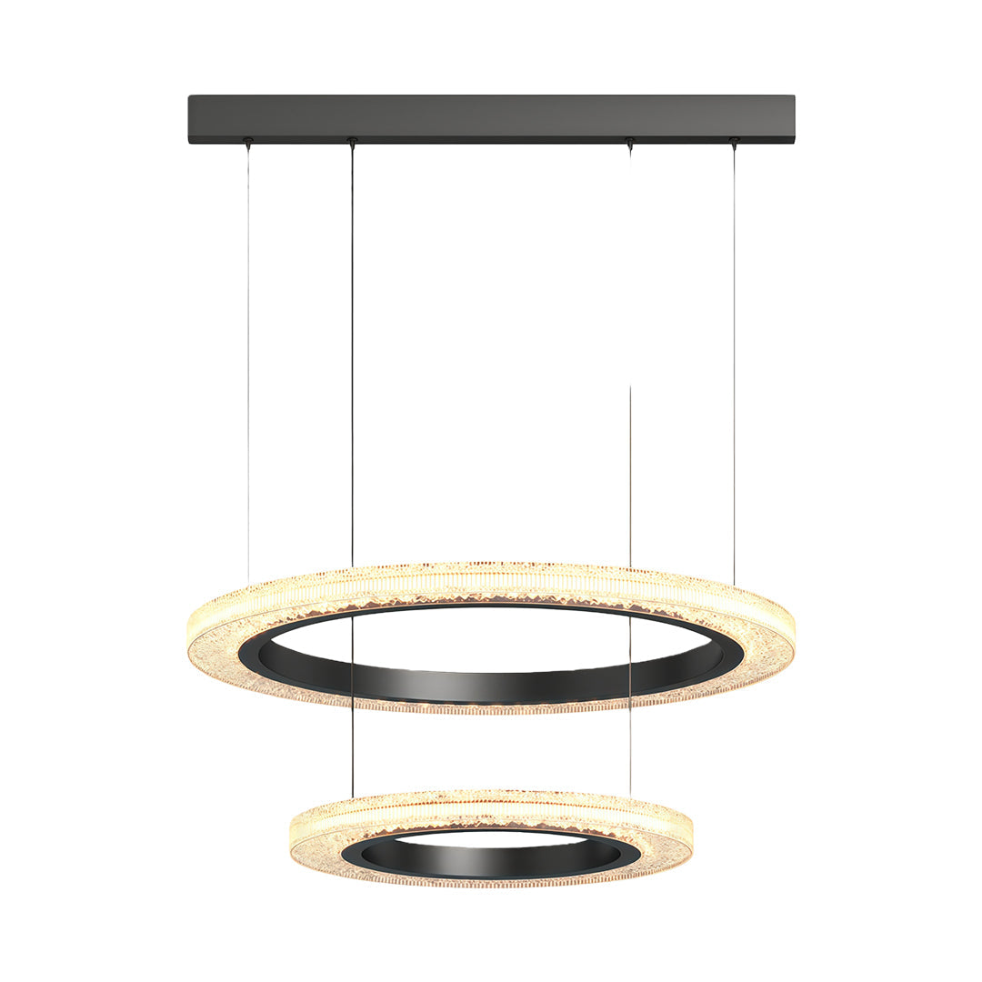Round Ring Chandelier — Aluminum & Acrylic, 23.6"–31.5", Single/Double/Triple, Three-Color Dimming, Copper/Nickel/Black