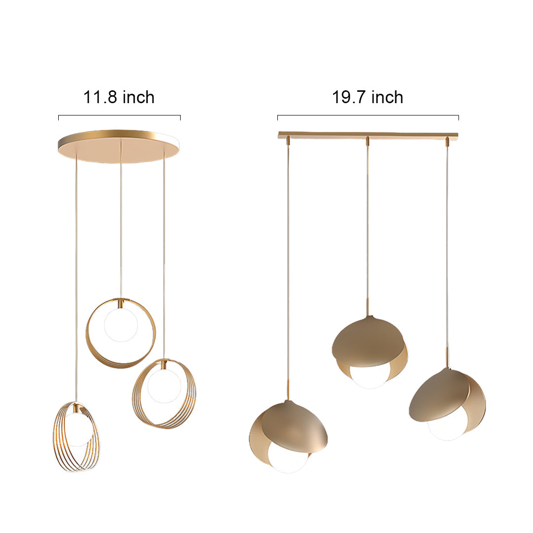 Minimalist 3-Light Pendant — Iron Ring or Petal Design, Acrylic, Three-Color Dimming, Adjustable Height