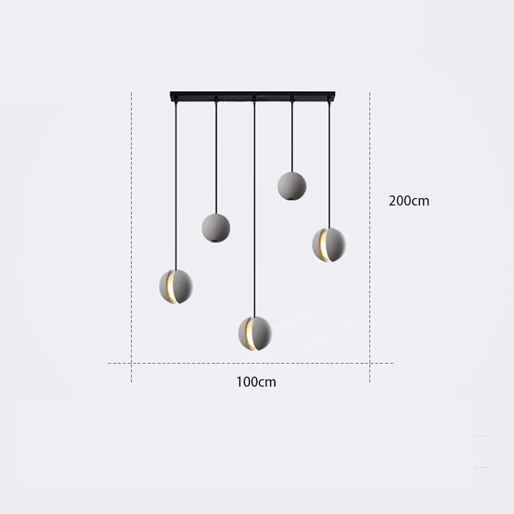 Vintage Ceramic & Cement Mini Pendant Light — Spherical, LED, 3000K Warm White, 59" Adjustable Cord, 4"–14" Dia.