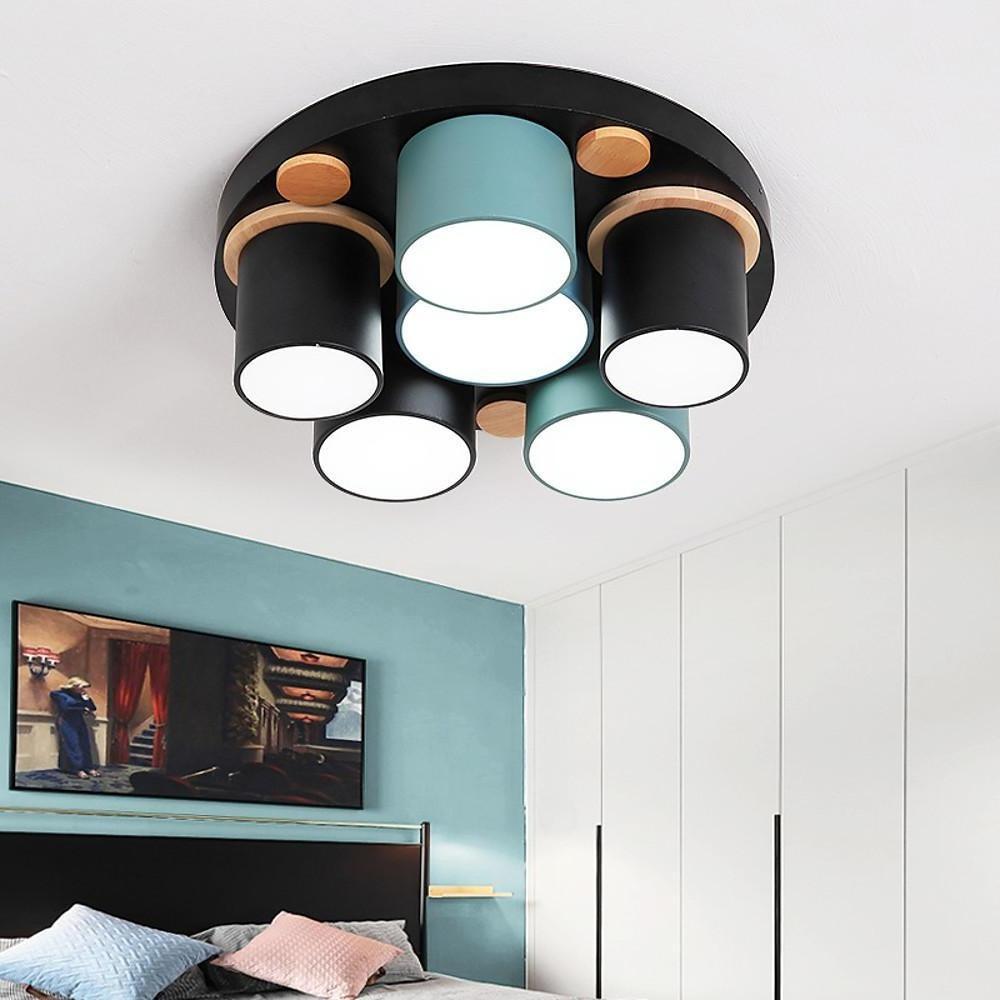 Rounded Cylindrical LED Flush-Mount Ceiling Light — Metal & PVC, 3000–5400K, 3, 6, or 8-Light