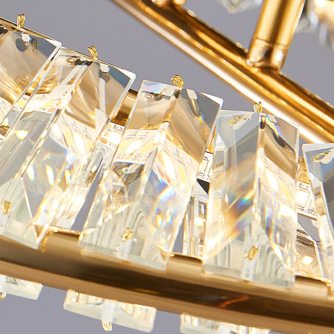 Möbius Ring Flush-Mount Crystal Chandelier — Gold, K9 Crystal, 3-Step Dimming, 54W–90W, 19.7"–31.5"