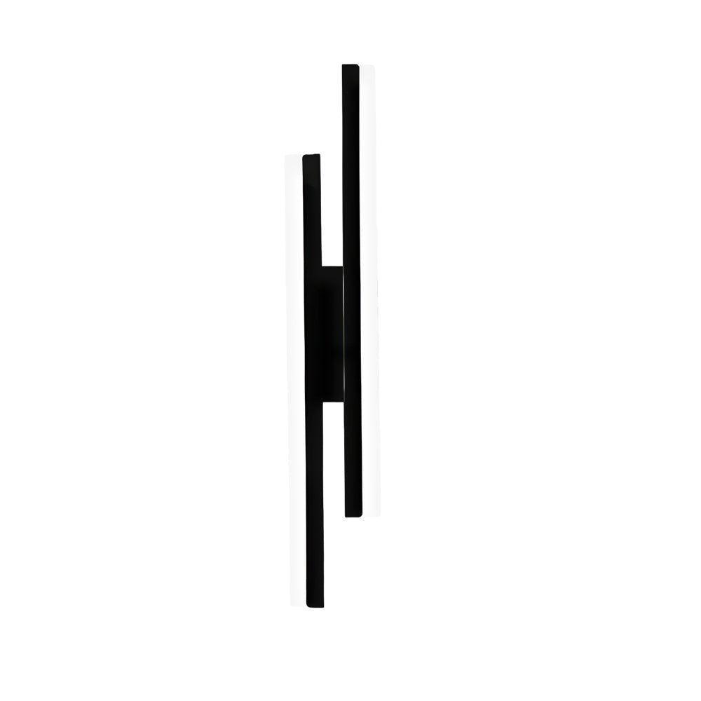 Contemporary 2-Light Linear LED Wall Sconce — Iron and Acrylic, Black and Gold, 3-Step Dimming