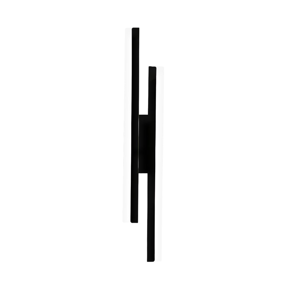 Contemporary 2-Light Linear LED Wall Sconce — Iron and Acrylic, Black and Gold, 3-Step Dimming