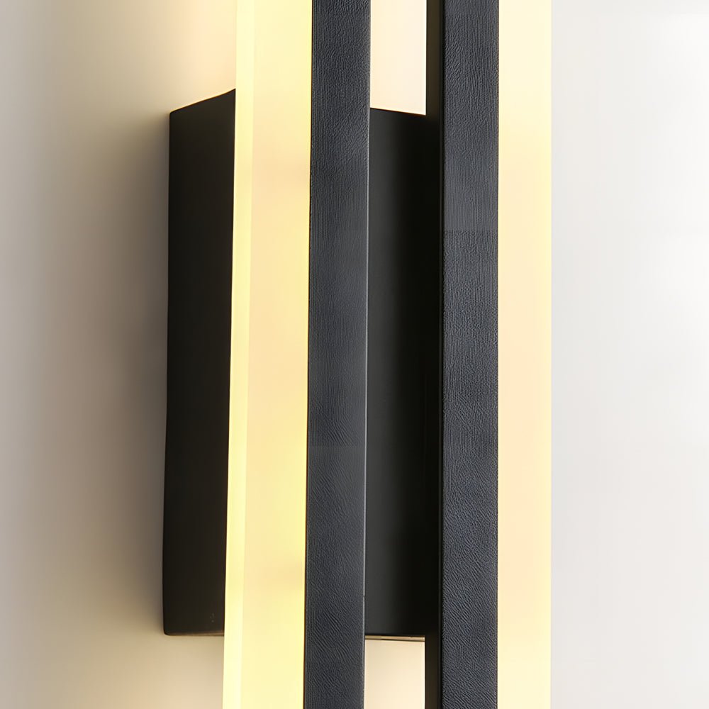 Contemporary 2-Light Linear LED Wall Sconce — Iron and Acrylic, Black and Gold, 3-Step Dimming
