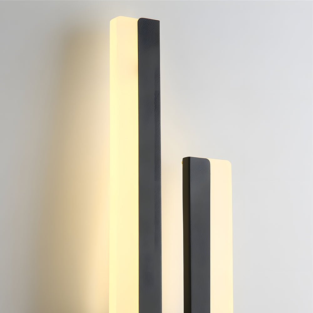 Contemporary 2-Light Linear LED Wall Sconce — Iron and Acrylic, Black and Gold, 3-Step Dimming