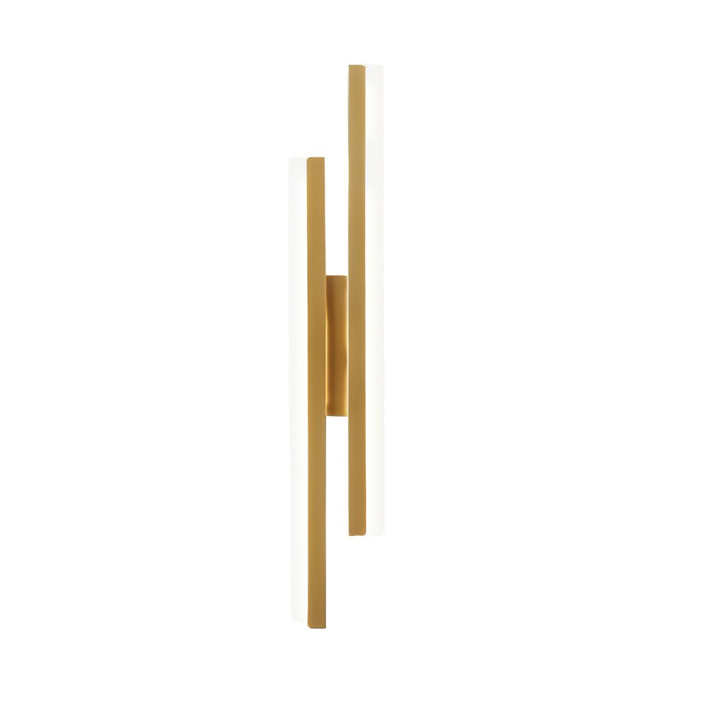 Contemporary 2-Light Linear LED Wall Sconce — Iron and Acrylic, Black and Gold, 3-Step Dimming