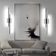 Contemporary 2-Light Linear LED Wall Sconce — Iron and Acrylic, Black and Gold, 3-Step Dimming