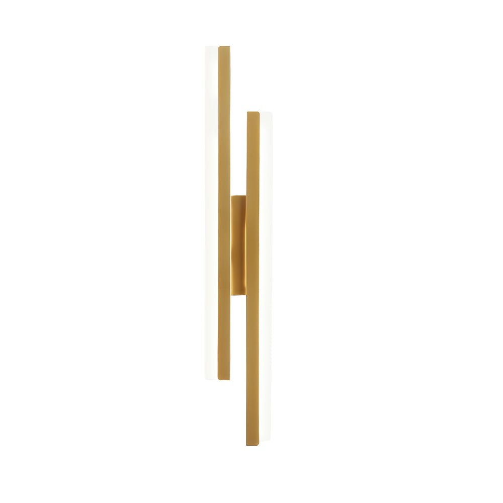 Contemporary 2-Light Linear LED Wall Sconce — Iron and Acrylic, Black and Gold, 3-Step Dimming