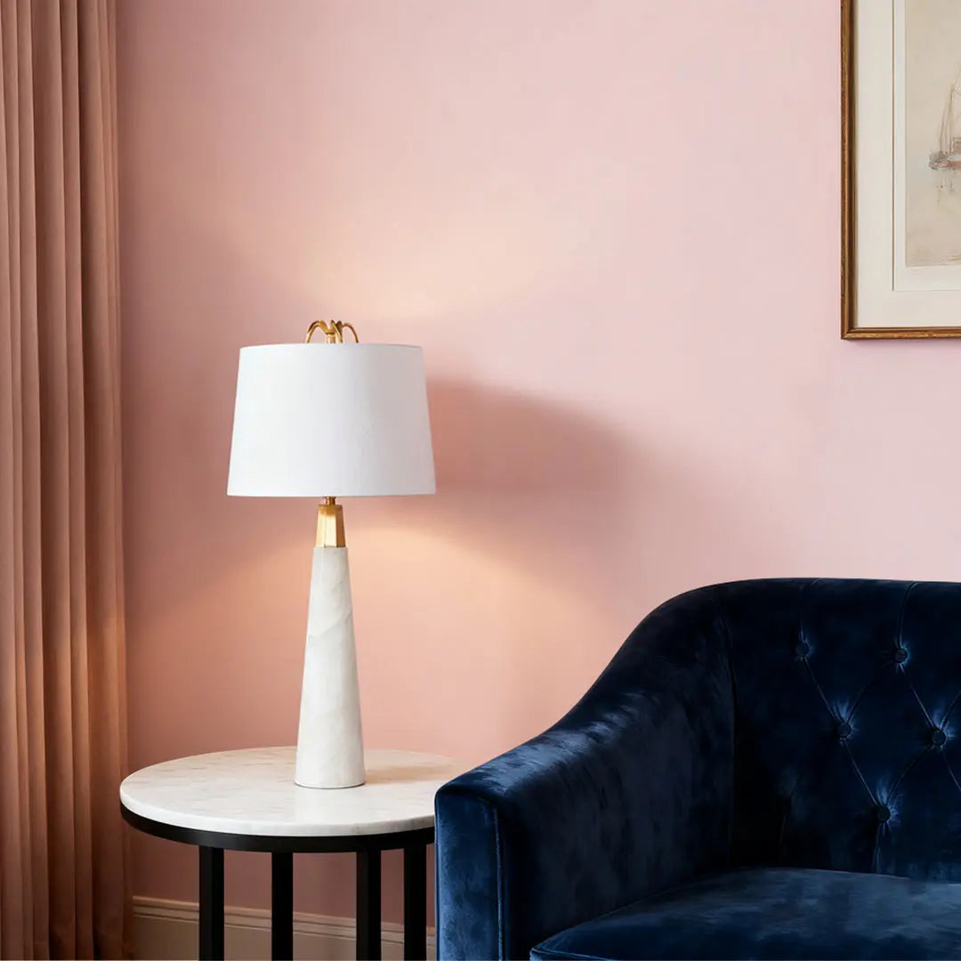 Elegant Nordic Tapered Stone Lamp in White Marble - A Luxurious Table Lamp Luxe