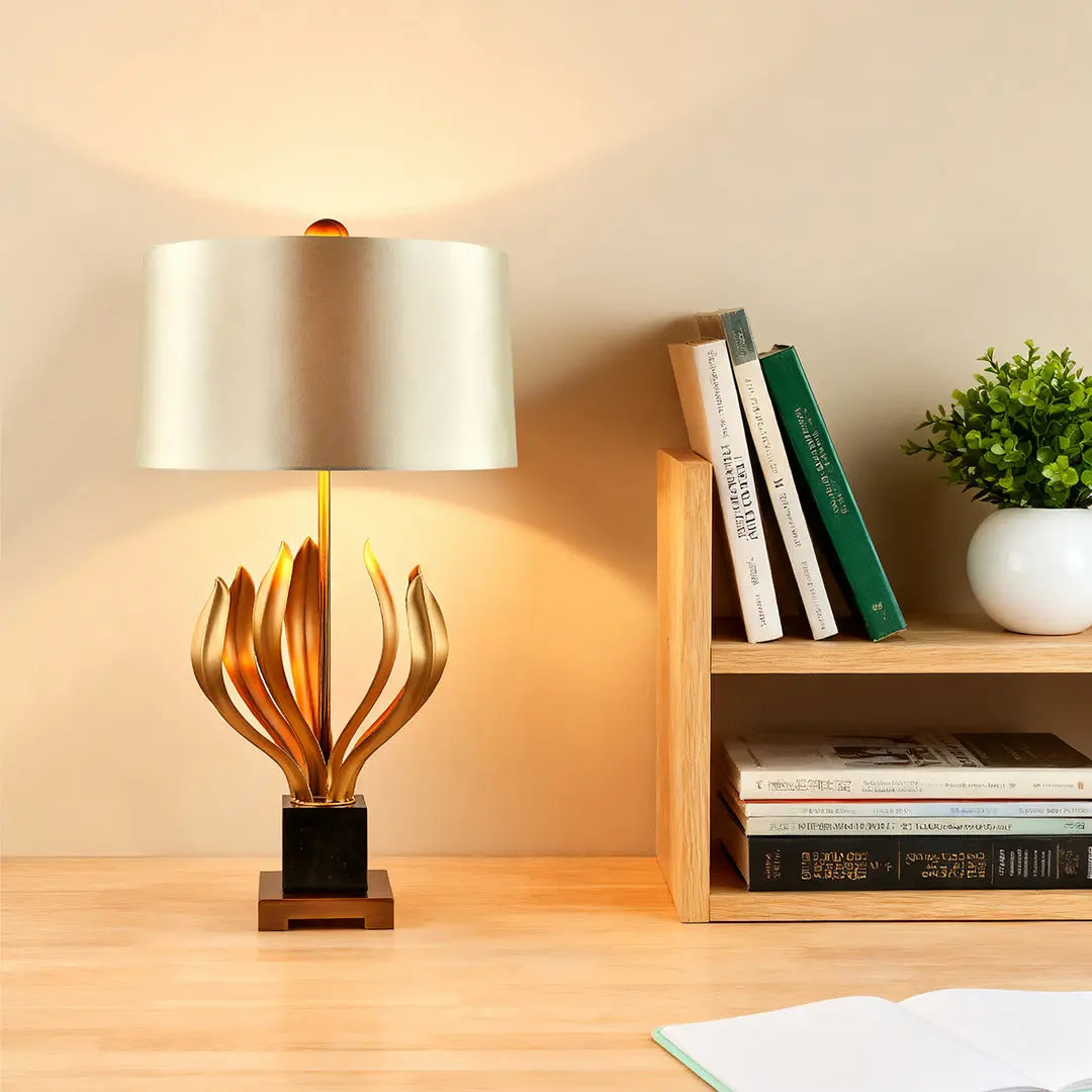 Creative Vintage Metal Table Lamp with Fabric Shade for Nightstands Luxe