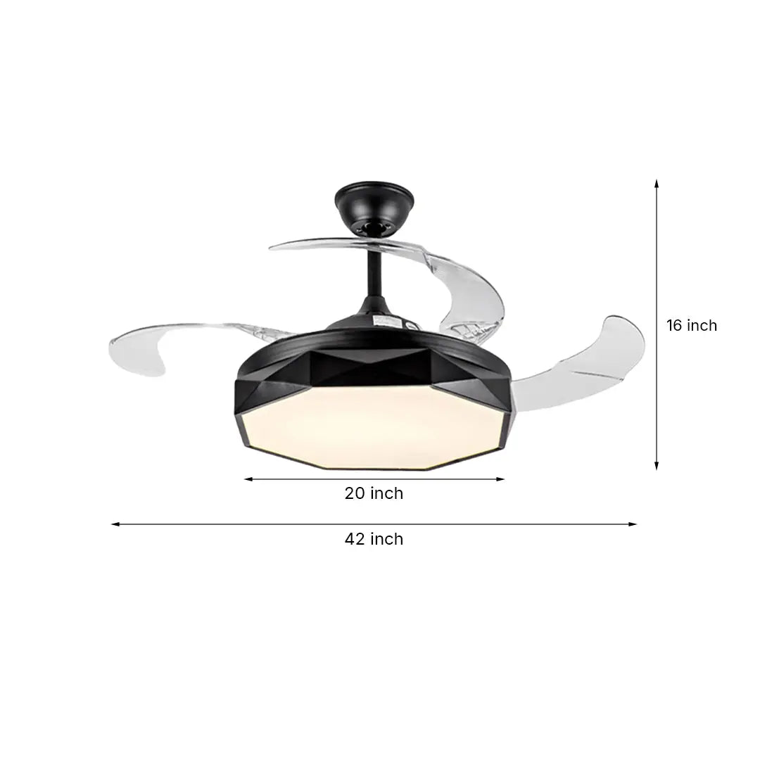 42-Inch Ceiling Fan with Light Featuring White ABS Blades and Acrylic Shade Luxe