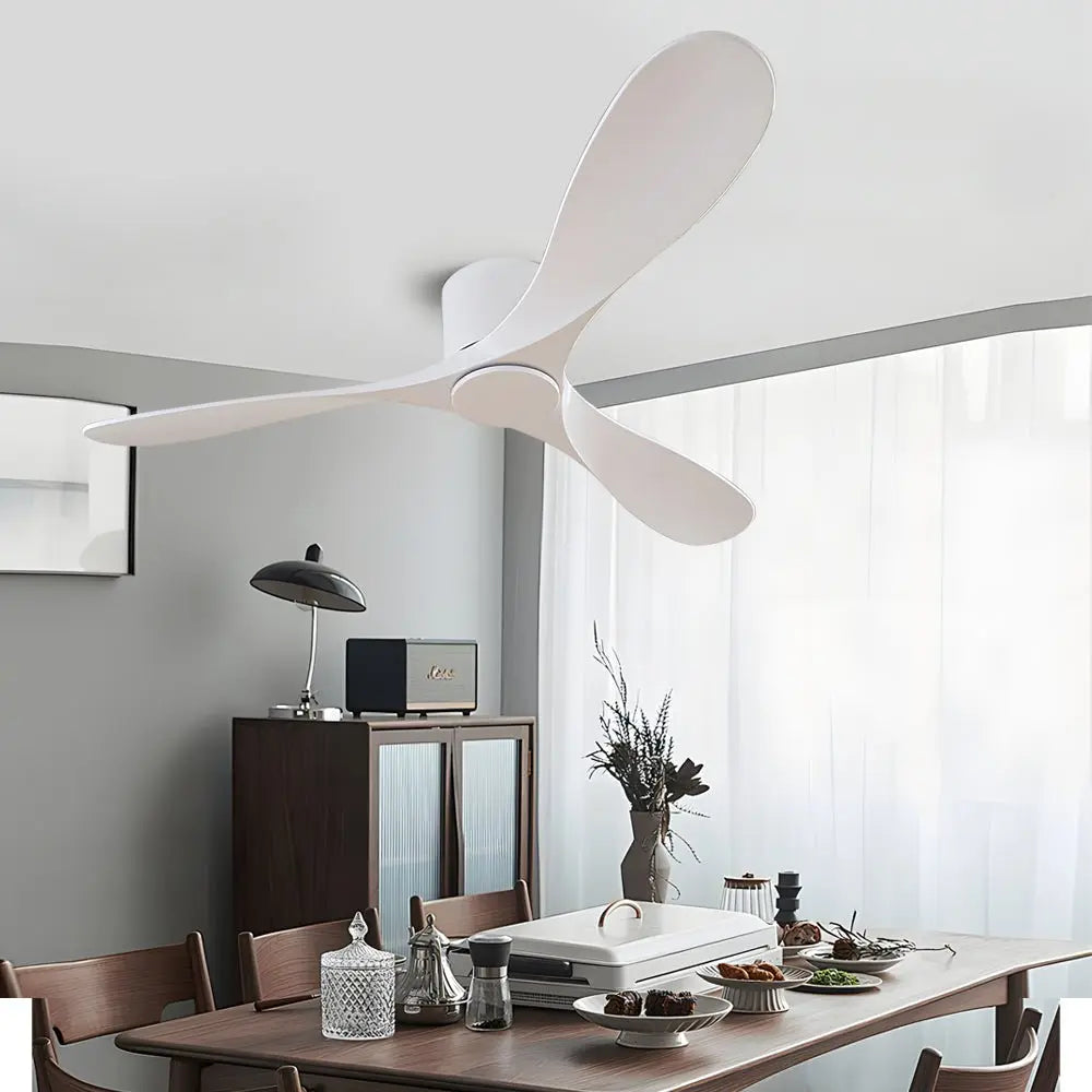 Contemporary 52-Inch Low Profile Indoor Ceiling Fan with 3 Blades - White Luxe