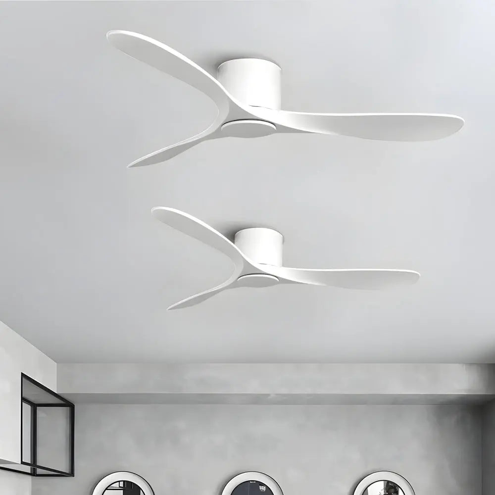 Contemporary 52-Inch Low Profile Indoor Ceiling Fan with 3 Blades - White Luxe