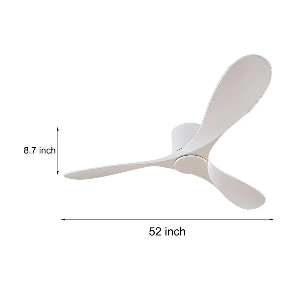 Contemporary 52-Inch Low Profile Indoor Ceiling Fan with 3 Blades - White Luxe