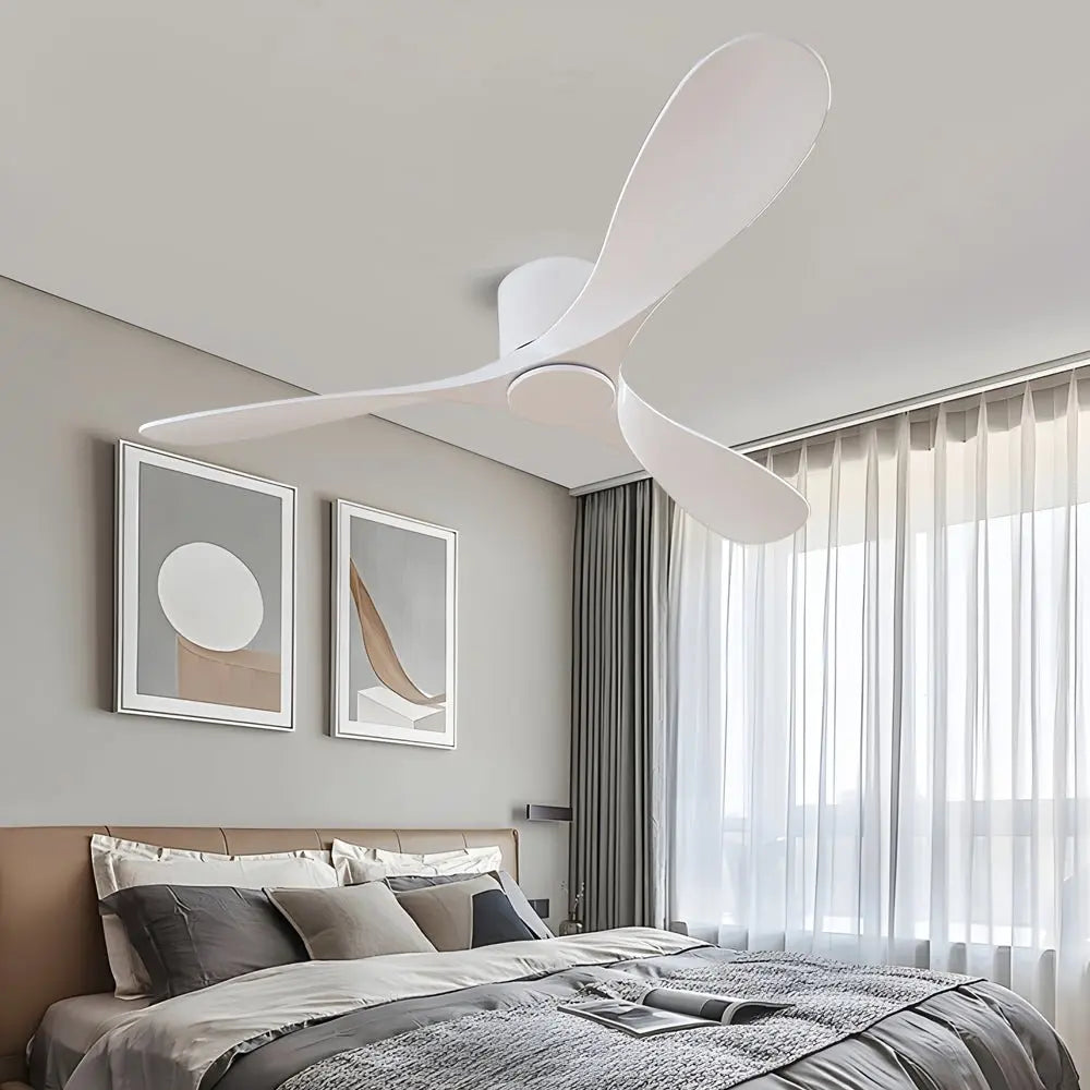 Contemporary 52-Inch Low Profile Indoor Ceiling Fan with 3 Blades - White Luxe
