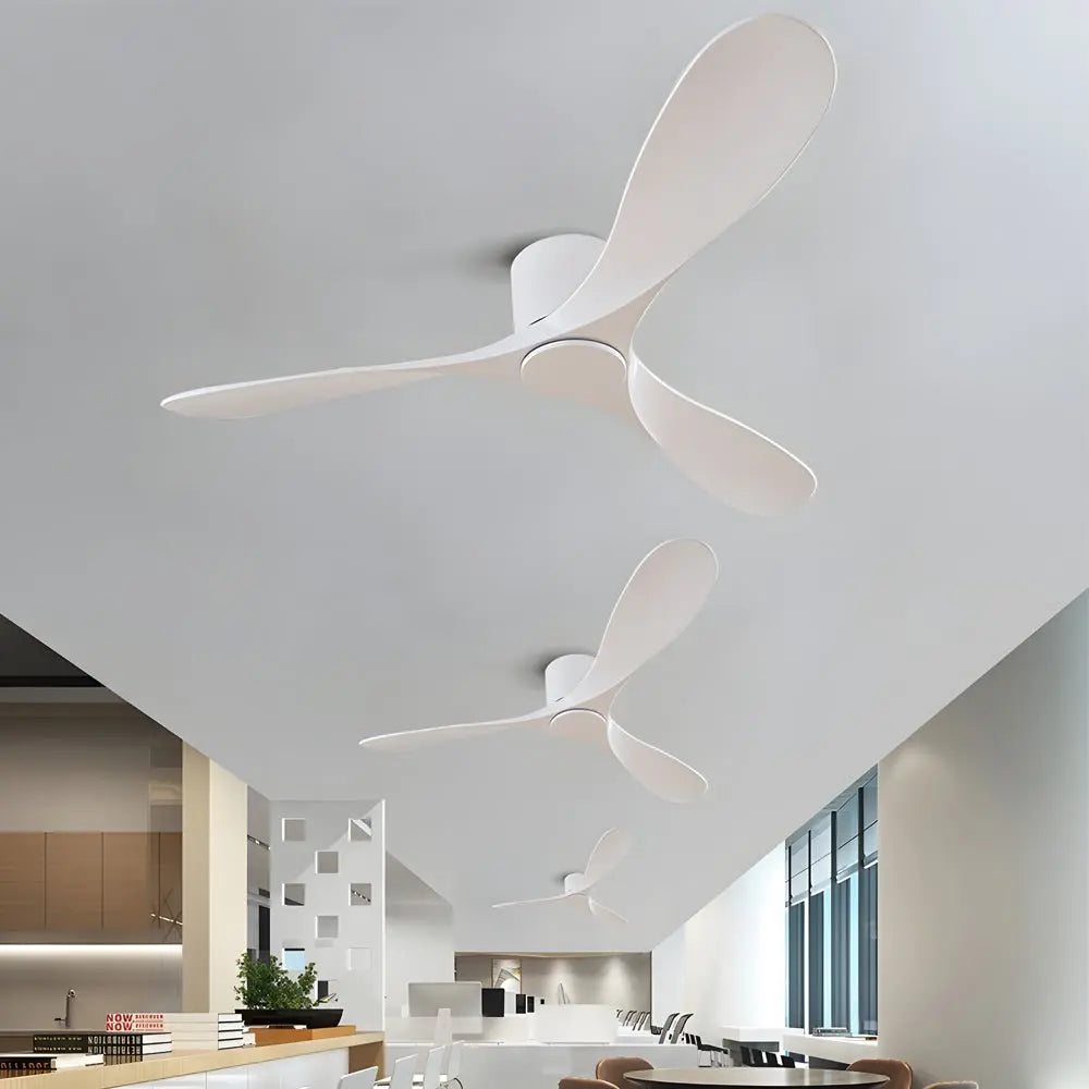 Contemporary 52-Inch Low Profile Indoor Ceiling Fan with 3 Blades - White Luxe