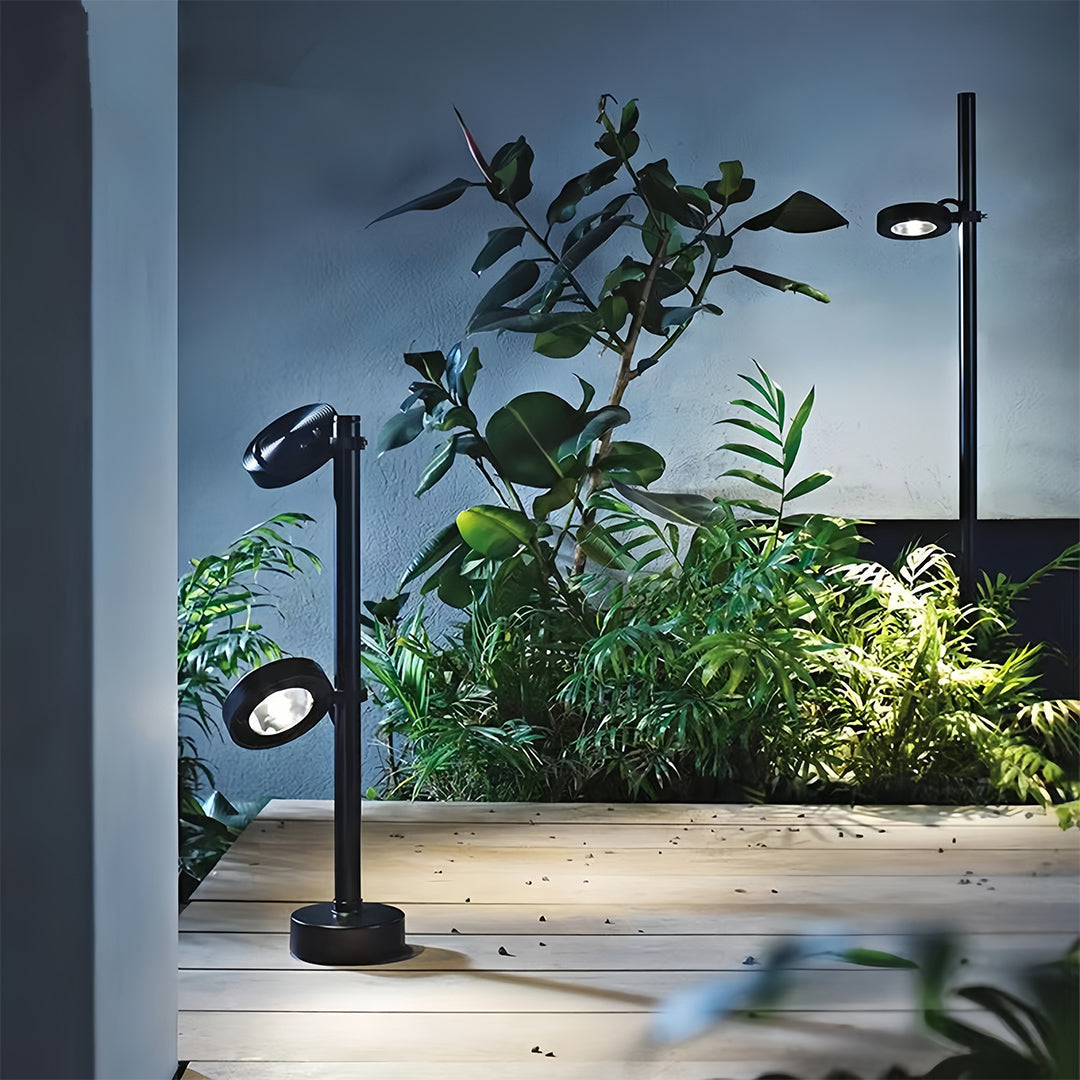 Black Minimalist Outdoor Path Light — Aluminum & Glass, Hardwired LED, 5W/10W, IP65, Ground Stake or Base Mount