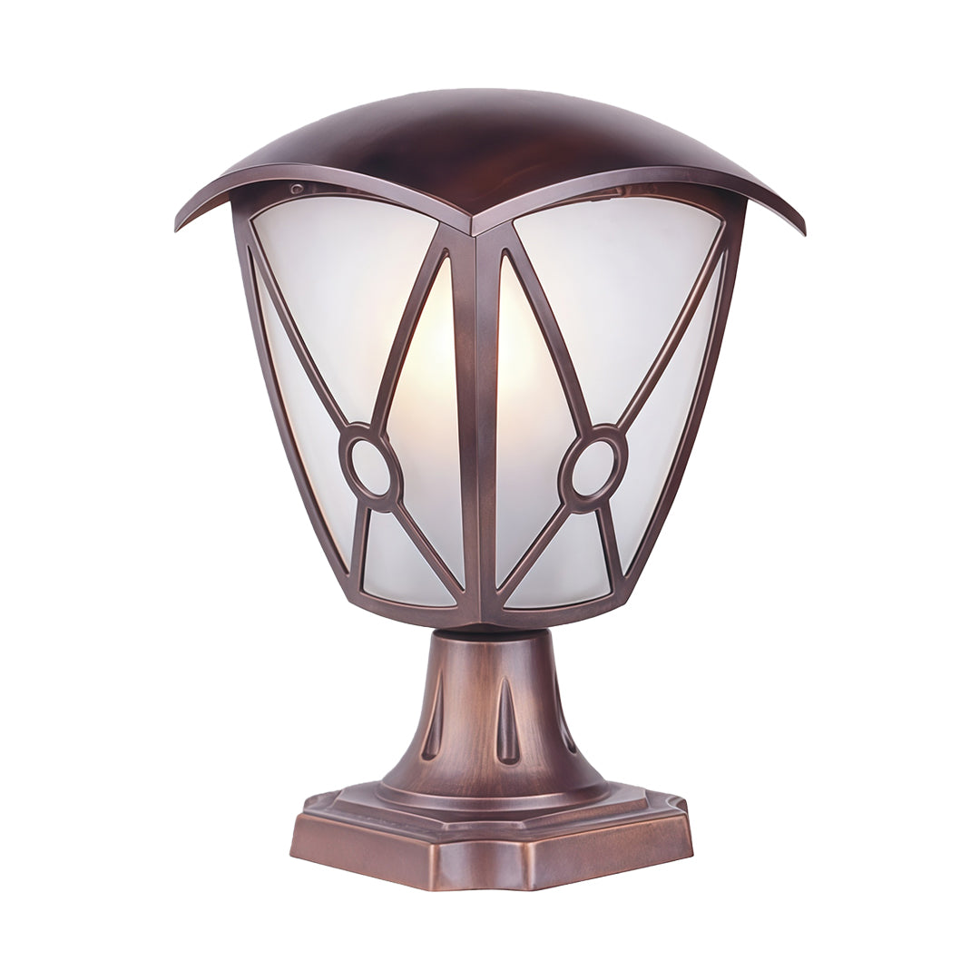 Classic Column Outdoor Pillar Light — Sand-Black Aluminum and Glass, 9W LED, IP44, E26, Hardwired