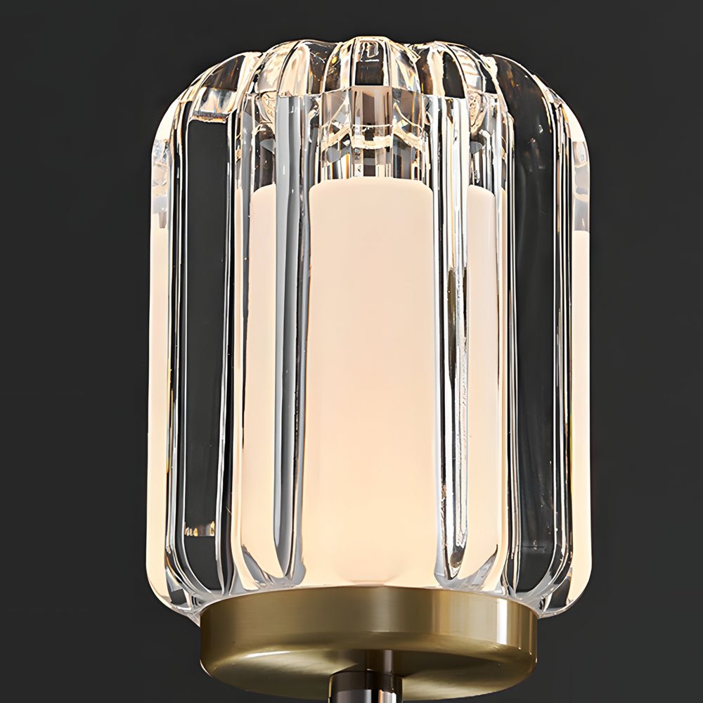 modern aluminum sconce with clear acrylic arm for living room wall lighting
