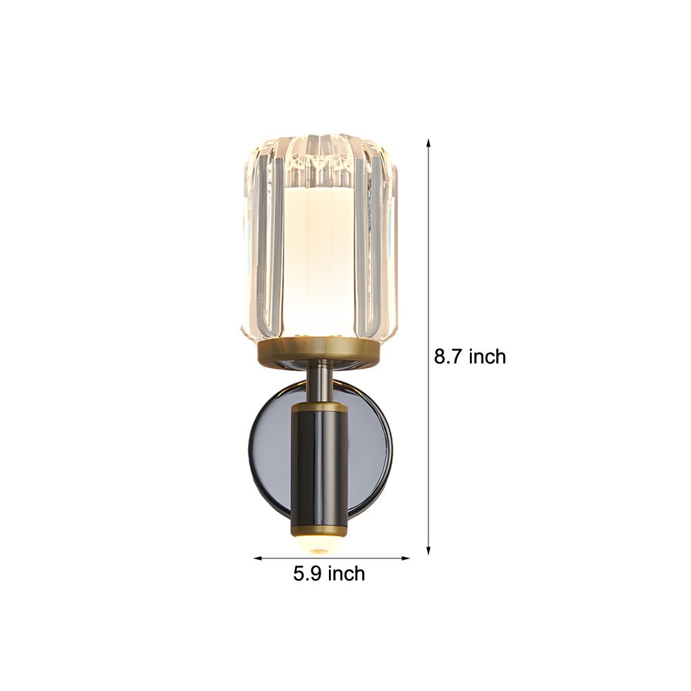 modern aluminum sconce with clear acrylic arm for living room wall lighting