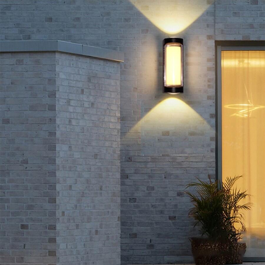 modern arc and rectangular designs sleek dual directional outdoor wall light
