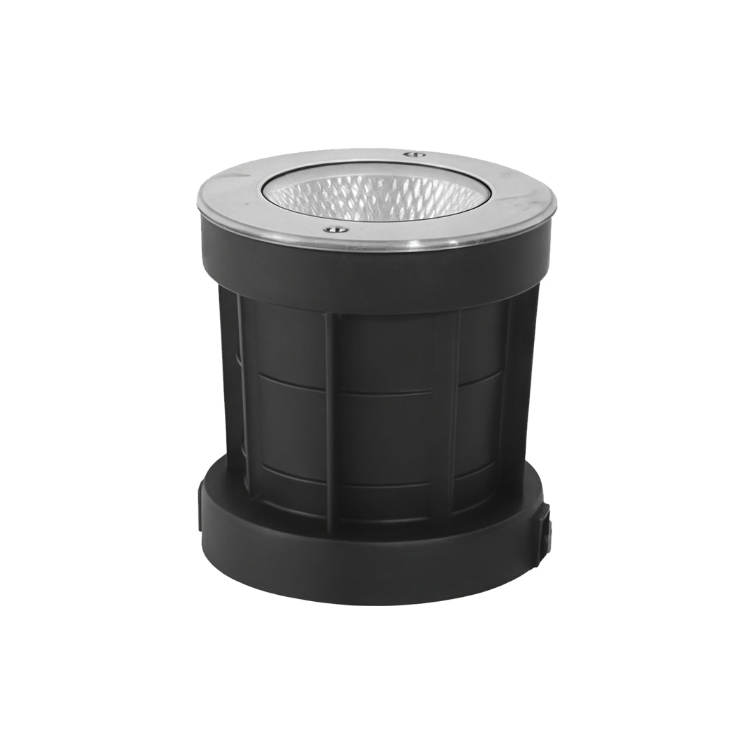 Inground Landscape Step Light — Stainless Steel & Tempered Glass, 12W LED, IP65, Hardwired, 110V, Warm White 3000K