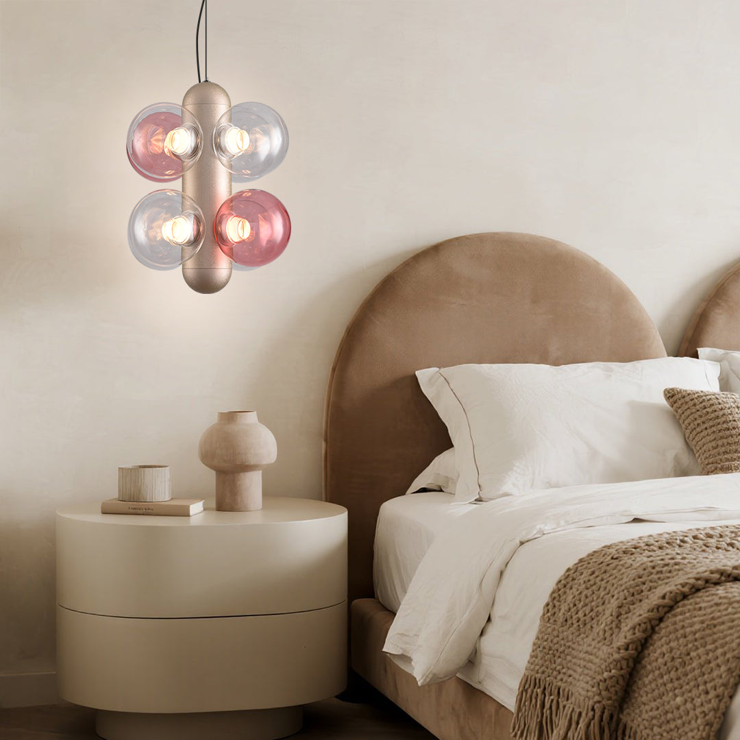 Minimalist Bubble Ball Chandelier — Clear Glass, Tri-Color LED, 8-Light 35W or 12-Light 55W