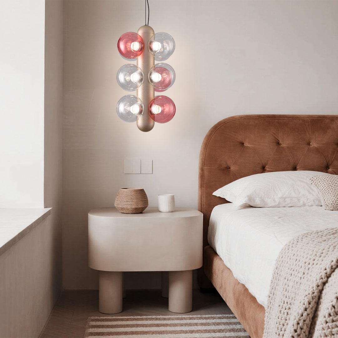 Minimalist Bubble Ball Chandelier — Clear Glass, Tri-Color LED, 8-Light 35W or 12-Light 55W